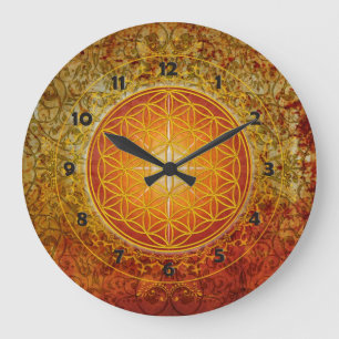 Flower of Life - Ornament III Große Wanduhr