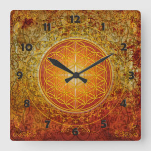 Flower of Life - Ornament III Quadratische Wanduhr