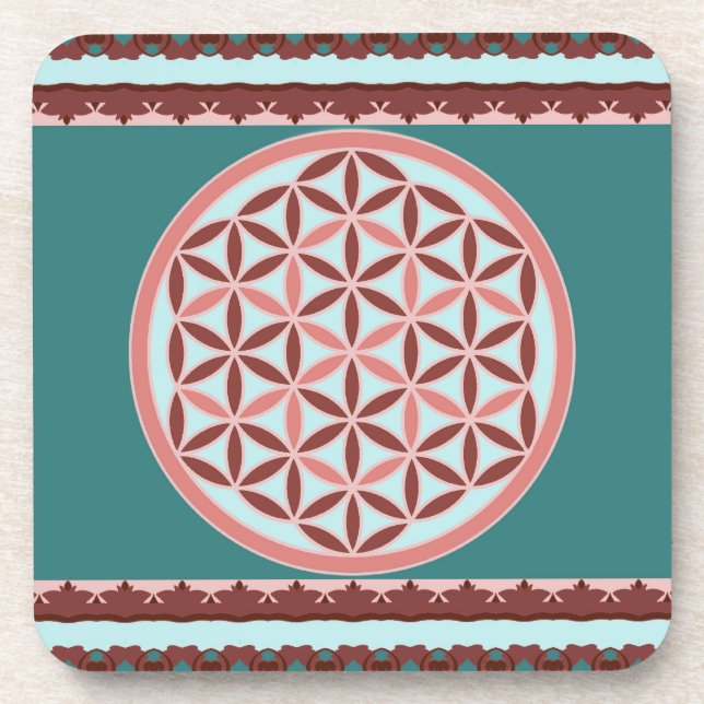"Flower of Life – Pastel & Earthy Harmony" Getränkeuntersetzer (Vorderseite)