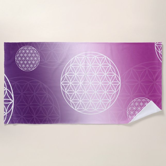 Flower of life purple strandtuch (Vorderseite)