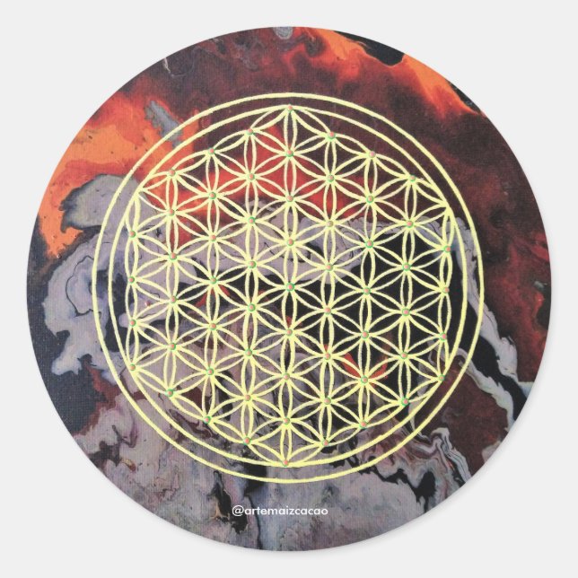 Flower of Life Runder Aufkleber (Vorderseite)