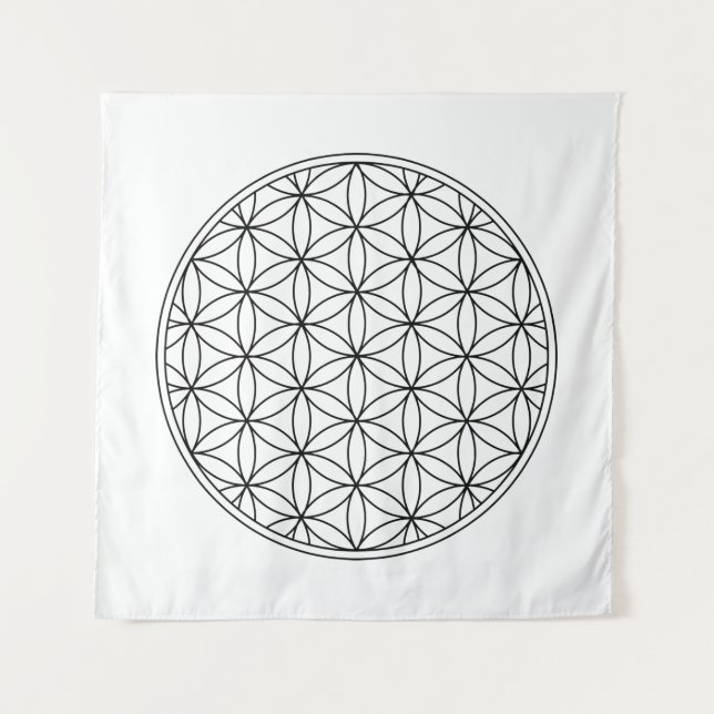 flower of life sacred geometry symbol ancient zen  wandteppich (Vorderseite)