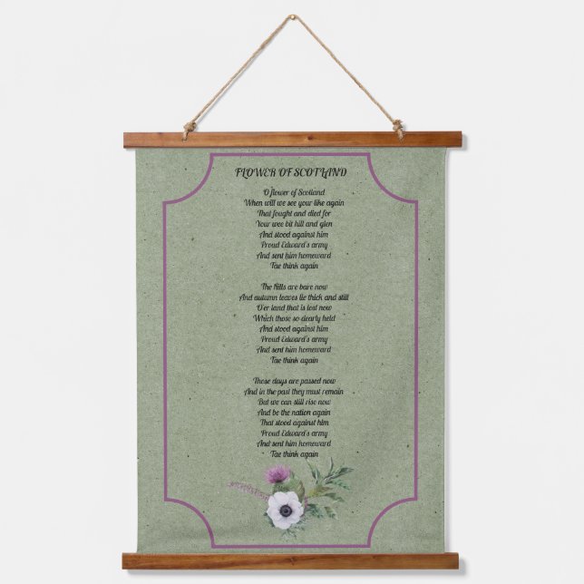 Flower of Scotland Lyrics  Hanging Tapestry Wandteppich Mit Holzrahmen (Vorderseite)
