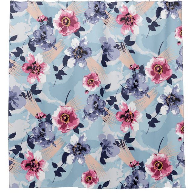 flower pattern design textile illustrationart,back duschvorhang (Vorderseite)