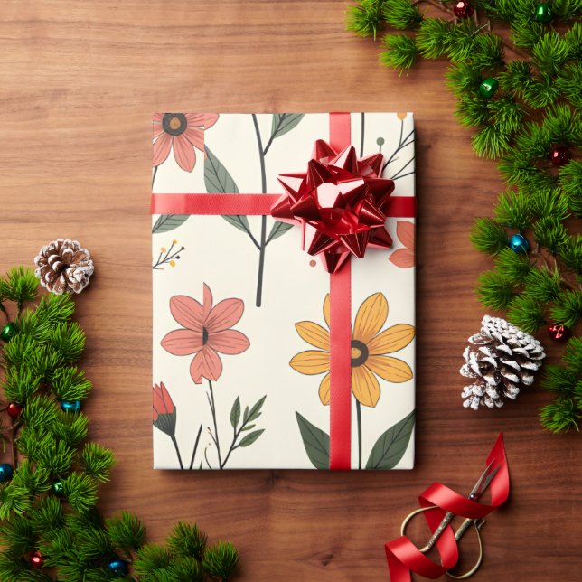 Flower Pattern Wrapping Paper | Elegant Floral Gif Geschenkpapier (Feiertagsgeschenk)