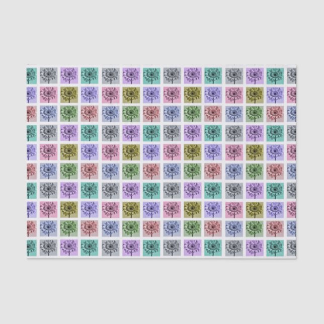Flower Pop Art Squares Seidenpapier (Vorderseite)