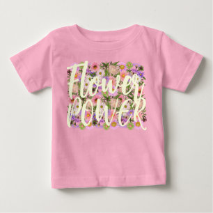 Flower-Power-Baby-T-Shirt Oberteil rosa Boho-Einst Baby T-shirt