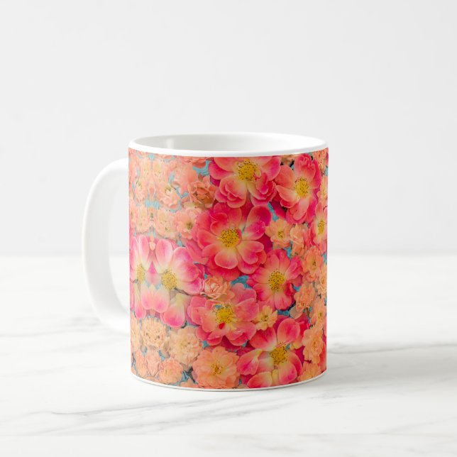 Flower Power – Blumen design Kaffeetasse (Vorderseite Links)