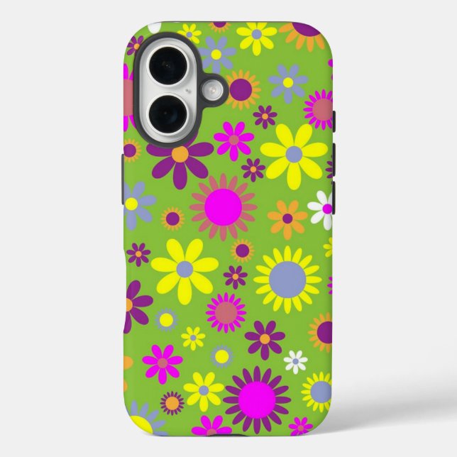 Flower Power Bright Green Case-Mate iPhone Hülle (Rückseite)