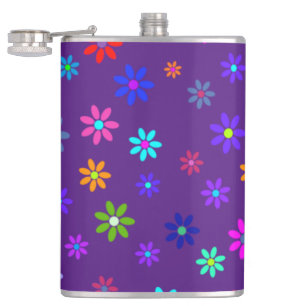 Flower Power Dusche - farbiges Muster 1 Flachmann