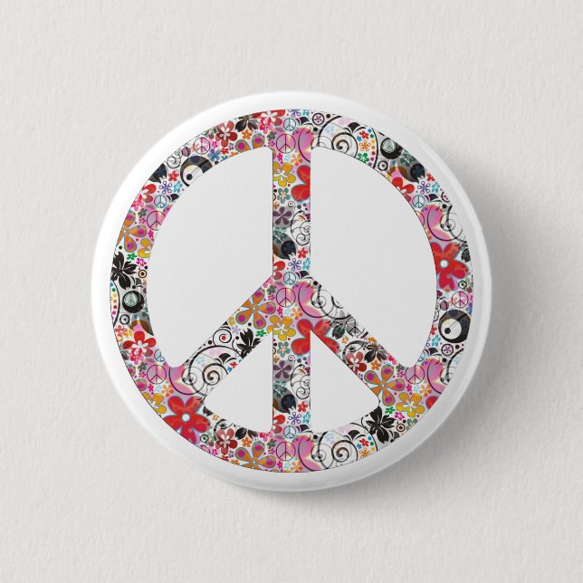 Flower Power Frieden I Button (Vorderseite)