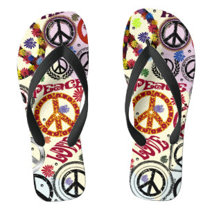 Flower Power Frieden & Liebe Hippie Flip Flops