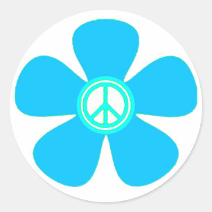 Flower Power Friedenszeichen Runder Aufkleber
