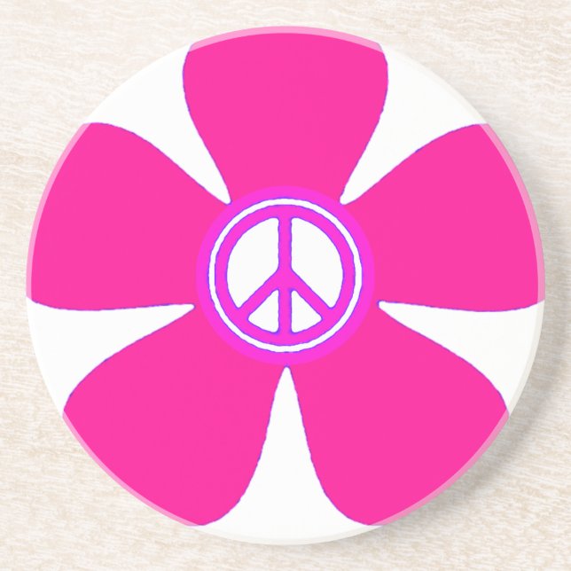 Flower Power Friedenszeichen Untersetzer (Vorne)