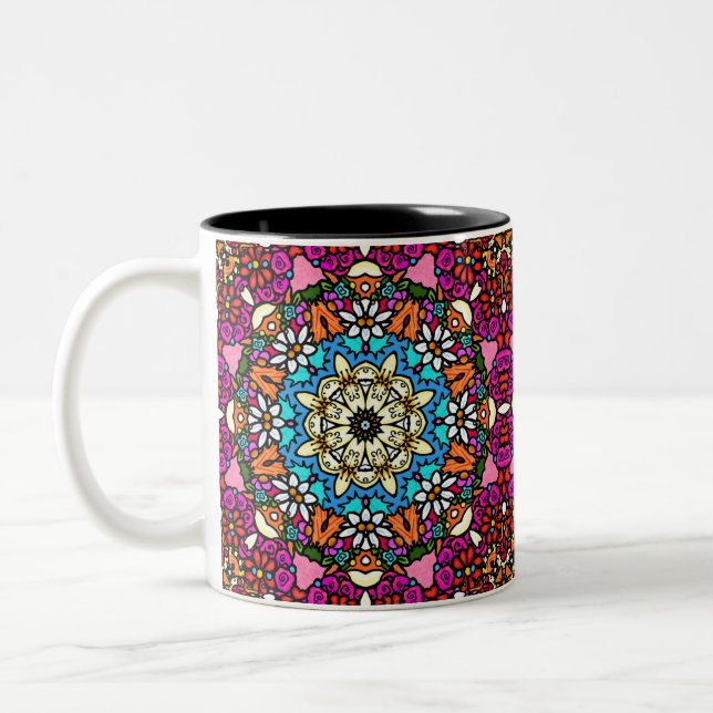 Flower Power Groovy Garden Mug Zweifarbige Tasse (Links)