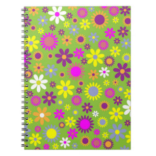 Flower Power Hellgrünes Muster Notizblock