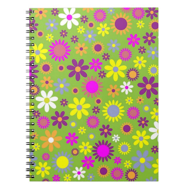Flower Power Hellgrünes Muster Notizblock (Vorderseite)