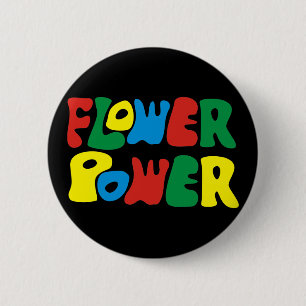 Flower Power Hippie Button