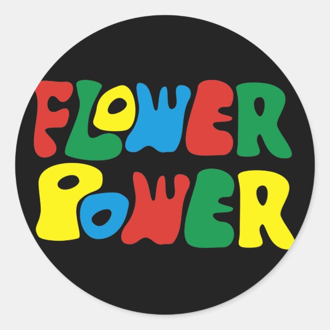 Flower Power Hippie Runder Aufkleber (Vorderseite)