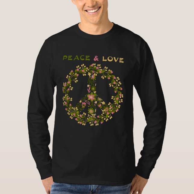 Flower Power Peace Love  60s 70s Hippie Costume T-Shirt (Vorderseite)