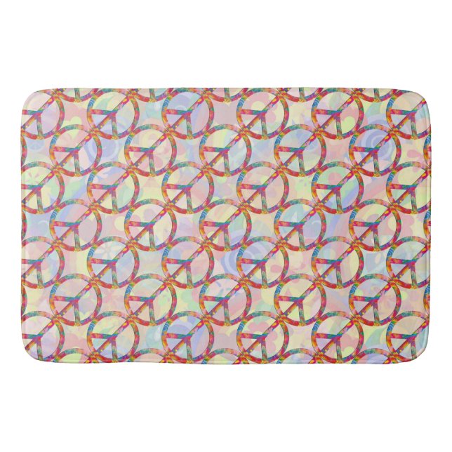 Flower Power Peace Sign I + your backgr & ideas Badematte (Vorderseite)