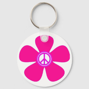 Flower Power Peace Sign Schlüsselanhänger