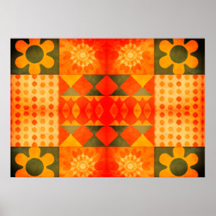 Flower Power Retro 1970er Jahre Design und Farben  Poster