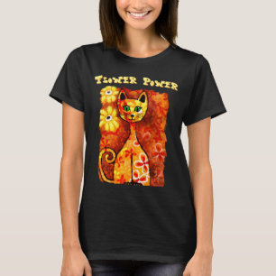 Flower Power Retro Whimsical Katze Personalisiert T-Shirt