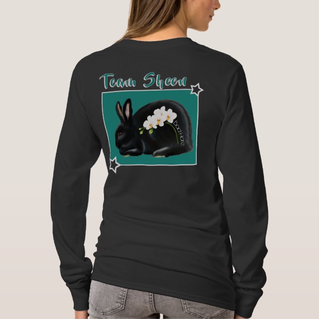 Flower Power: schwarz mit Orchideen  T-Shirt (Rückseite)