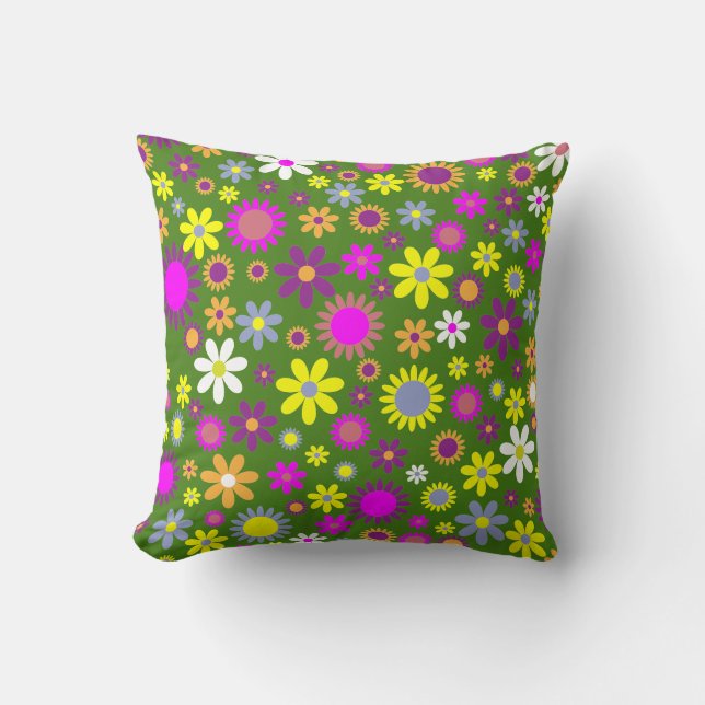 Flower Power Throw Pillow Kissen (Vorderseite)