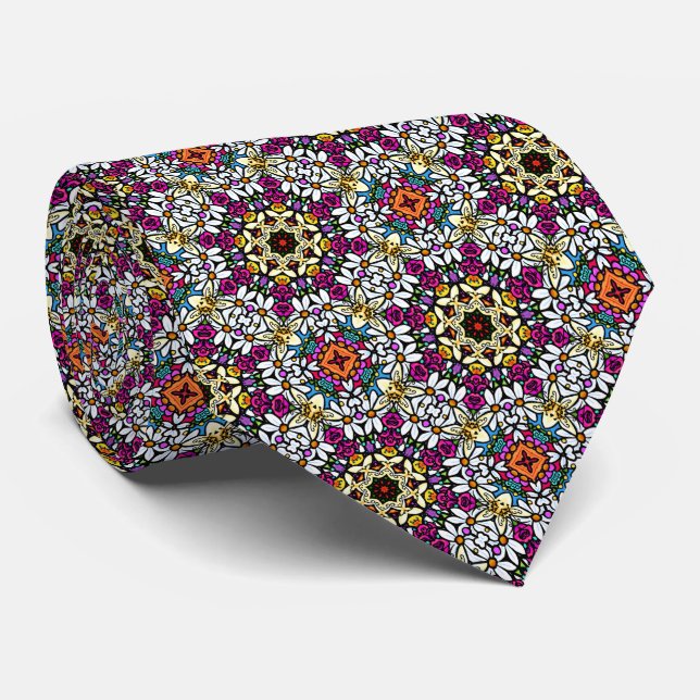 Flower Power V Neck Tie Krawatte (Gerollt)