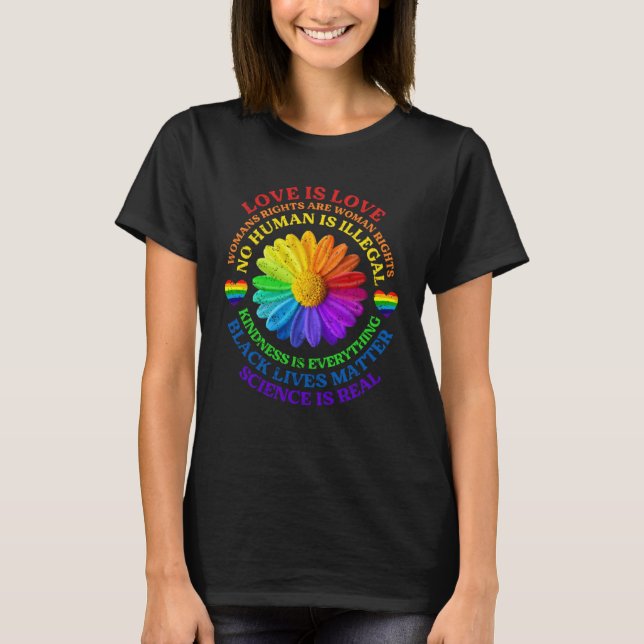 Flower Rainbow Human Black Lives Rights Science LG T-Shirt (Vorderseite)