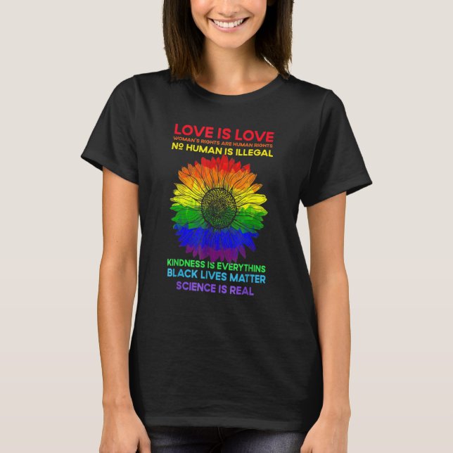 Flower Rainbow Human Black Lives Rights Science Lg T-Shirt (Vorderseite)