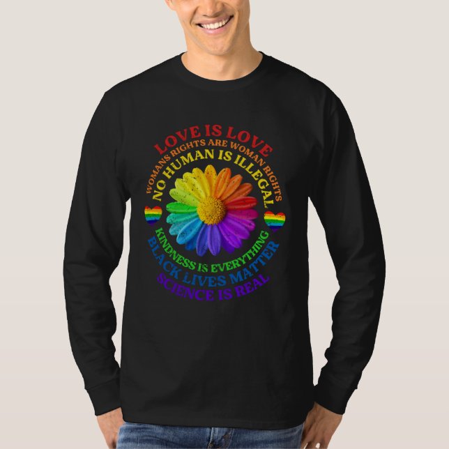 Flower Rainbow Human Black Lives Rights Science LG T-Shirt (Vorderseite)