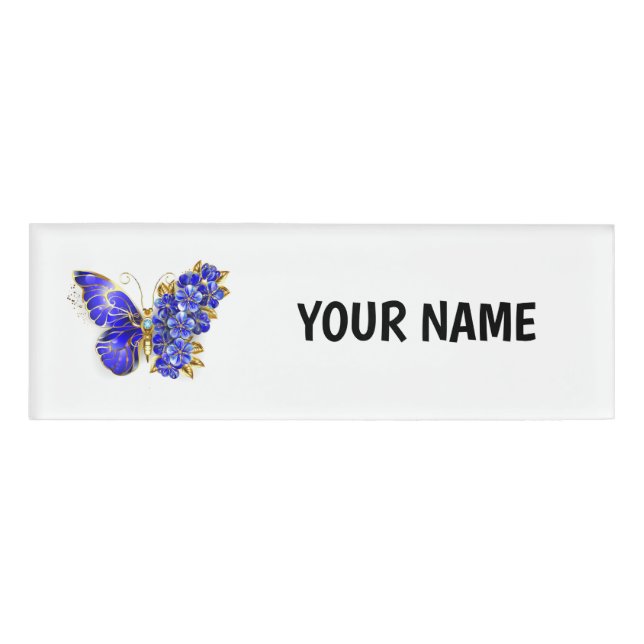 Flower Sapphire Butterfly Namenschild (Vorderseite)