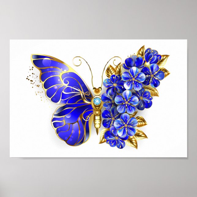 Flower Sapphire Butterfly Poster (Vorne)