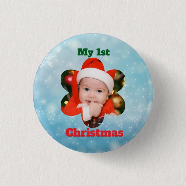 Flower Shape My 1st Christmas Photo Button (Vorderseite)