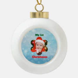 Flower Shape My 1st Christmas Photo Keramik Kugel-Ornament