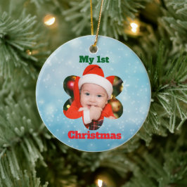 Flower Shape My 1st Christmas Photo Keramik Ornament
