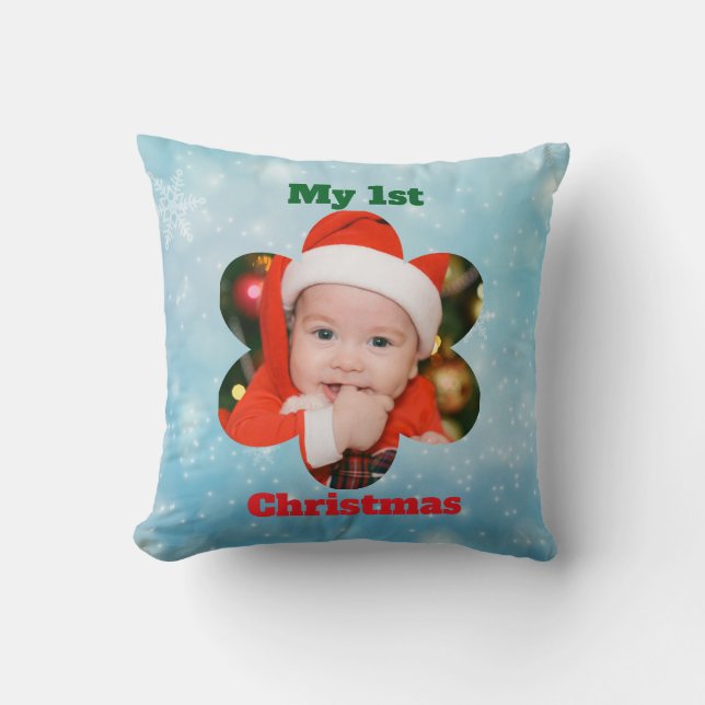 Flower Shape My 1st Christmas Photo Kissen (Vorderseite)