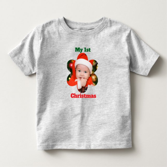 Flower Shape My 1st Christmas Photo Kleinkind T-shirt (Vorderseite)