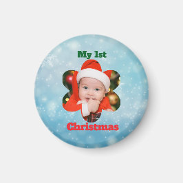 Flower Shape My 1st Christmas Photo Magnet