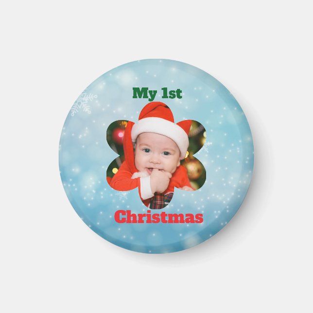 Flower Shape My 1st Christmas Photo Magnet (Vorne)