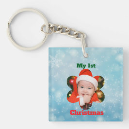 Flower Shape My 1st Christmas Photo Schlüsselanhänger