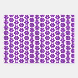 Flower Shape Plaid Purple Pink Geschenkpapier Set