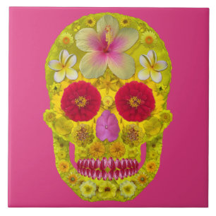 Flower Skull 8 Fliese