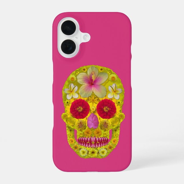 Flower Skull 8 iPhone 16 Hülle (Rückseite)