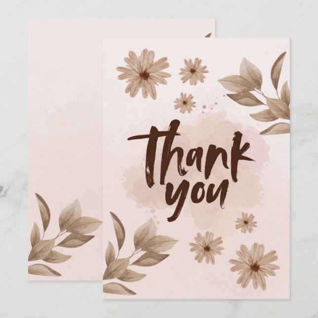 Flower Thank You Card Einladung (Vorne/Hinten)