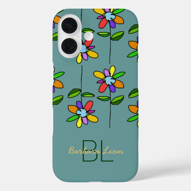 Flowered on blue personalized Case-Mate iPhone hülle (Rückseite)