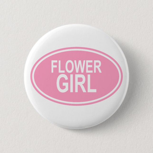 FlowerGirlWedding ovales Rosa Button (Vorderseite)